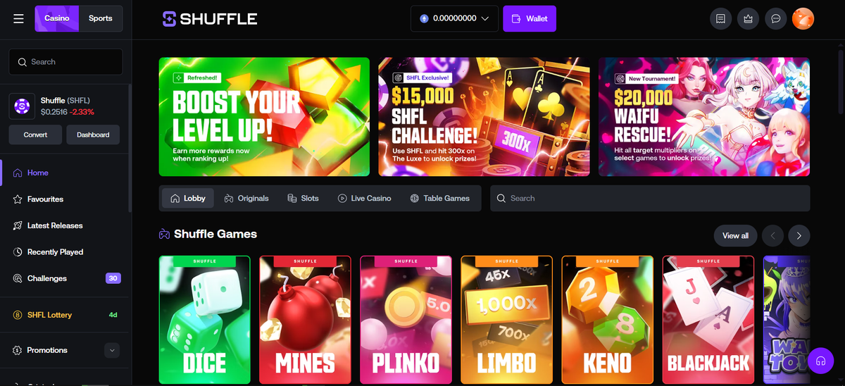 Shuffle Casino Review : A New Rival To Stake